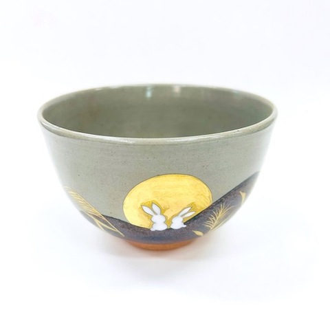 【SALE!!】月うさぎ　抹茶碗【山岡善昇・作】