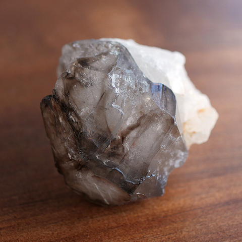 原石☆ジャカレースモーキークォーツ（スモーキーエレスチャル）と水晶の共生
