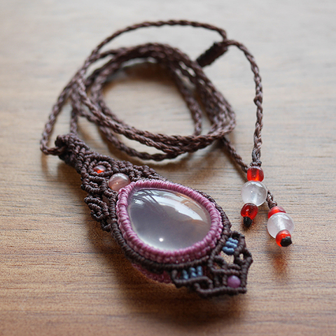 マクラメペンダント☆宝石質 ジラソル