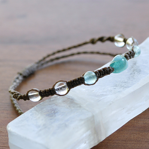 レア☆マクラメブレスレット☆宝石質 グランディディエライト・エメラルド