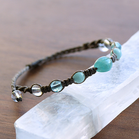 レア☆マクラメブレスレット☆宝石質 グランディディエライト・エメラルド