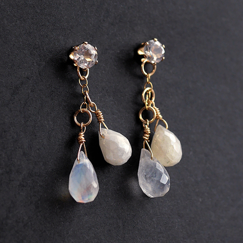 ピアス☆ホワイトトパーズ・シリマナイト・ムーンストーン