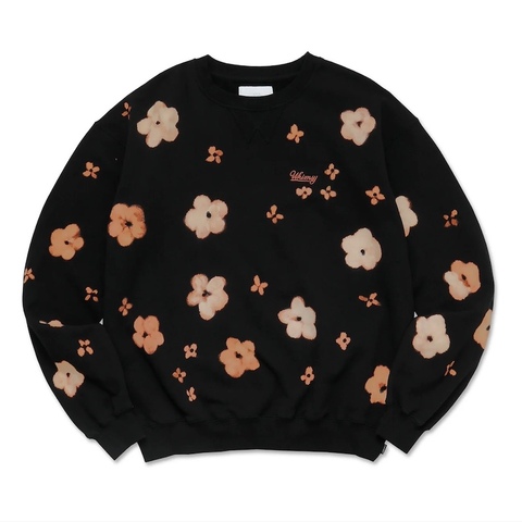 WHIMSY / FLOWER DYE CREWNECK [Black]
