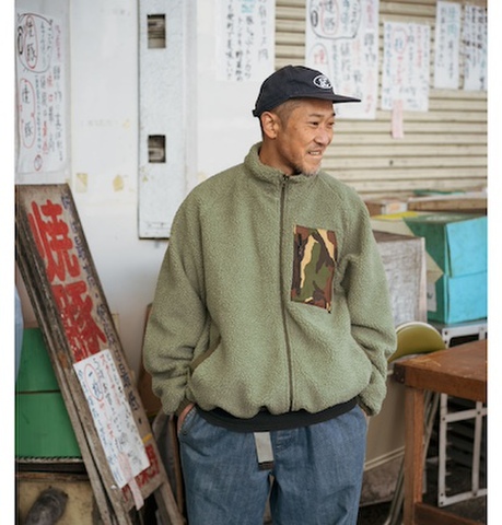 COCKROACH / NYLON & BOA REVERSIBLE JACKET [Olive]