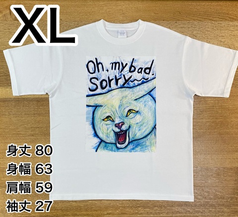 XLサイズ。 Oh,my bad.sorry 猫 Tシャツ ホワイト 税込み