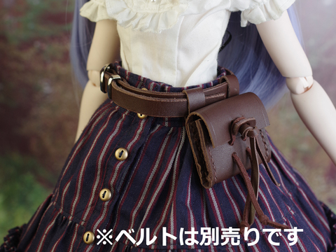 革のウエストバッグ（ダークブラウン） 1/3ドール用品