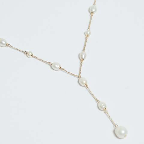 ロンドンDebehnams厳選　淡水真珠Yネックレス　Jon Richard Gold Plated Semi Precious Pearl Y Necklace