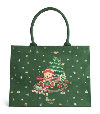 クリスマスバッグ　Harrods ハロッズ　2026クリスマスベアーとクリスマスロビン柄ショッパーバッグ