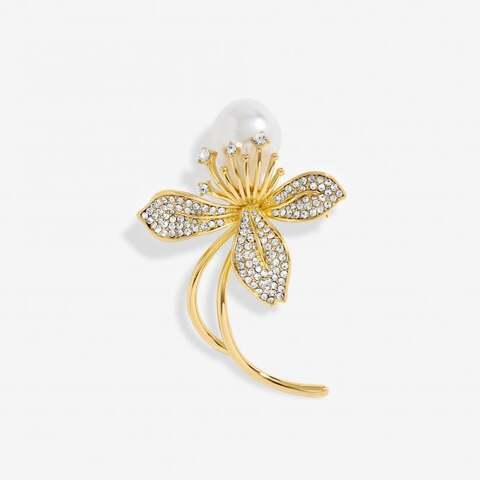 ロンドン John Lewis 厳選　クリスタルとパールフローラルブローチ　Jon Richard Brooch 	