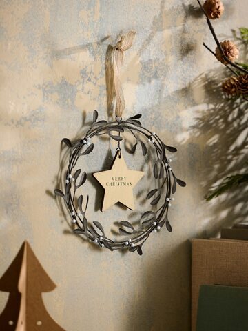 ロンドン直輸入　ミスルトウとクリスマススター　クリスマスリース