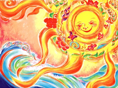 油絵 絵画 原画『 in the sun』 黄金の富士山～紫 R5－18】油絵+純金24k金箔 SM号 真筆画1