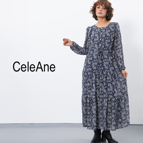 ペイズリー柄のシフォンワンピース