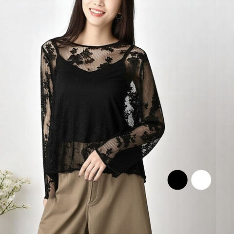 フレアスリーブのレーストップス