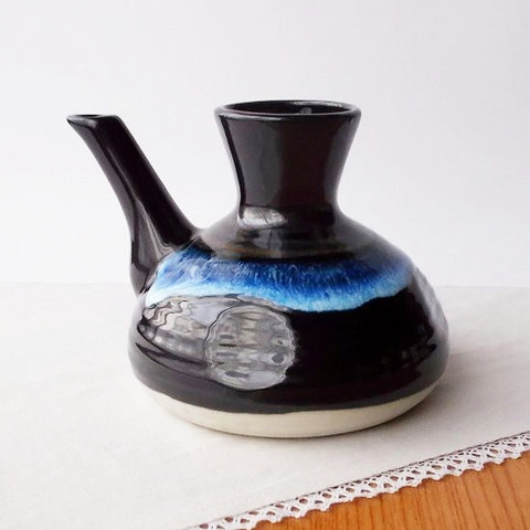 黒天目ペコ青ぼかし昭和レトロなじきかん/直燗350cc