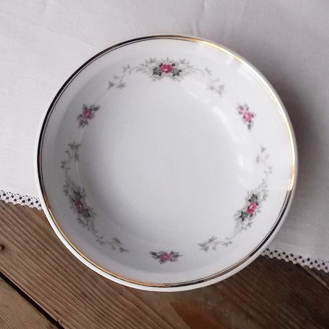 西洋バラ薔薇花柄金ライン大鉢