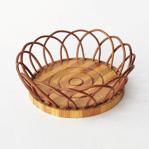 昭和レトロ竹製コースター【サークル立体フチ】夏の飲み物,グラスに♪