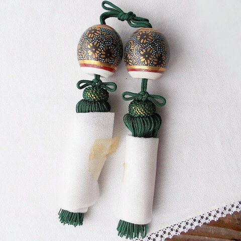 昭和レトロ/骨董/伝統工芸/九谷焼き青粒鉄線の風鎮