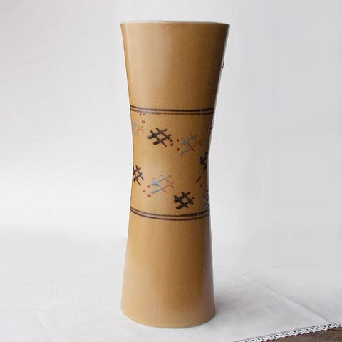 ほのぼの杵型有田焼昭和レトロ花瓶【可愛い井桁ドット柄】