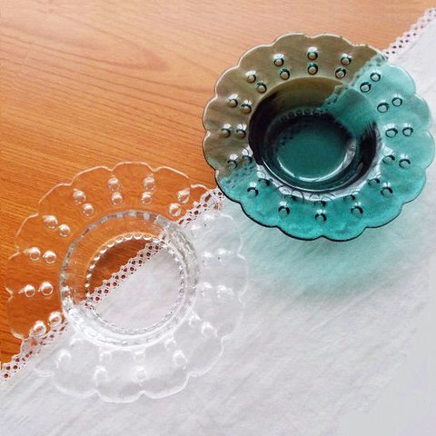 昭和レトロガラス/カメイガラスの【藍】シリーズ花形ガラス灰皿