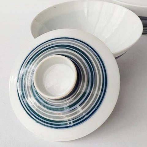 【蓋ファン】美しい元蓋付きお茶碗の蓋のみ/青と灰色のうずまき柄【蓋だけ】ft-0402