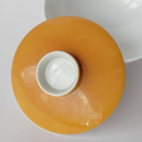 【蓋ファン】美しい元蓋付きお茶碗の蓋のみ/オレンジカラー【蓋だけ】ft-2014