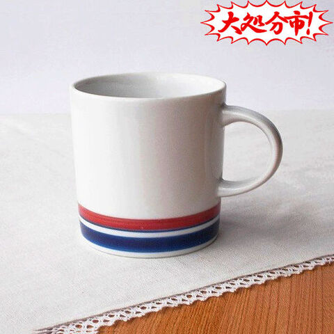 sonechina【赤青白3色】トリコロールカラーの昭和レトロマグカップ