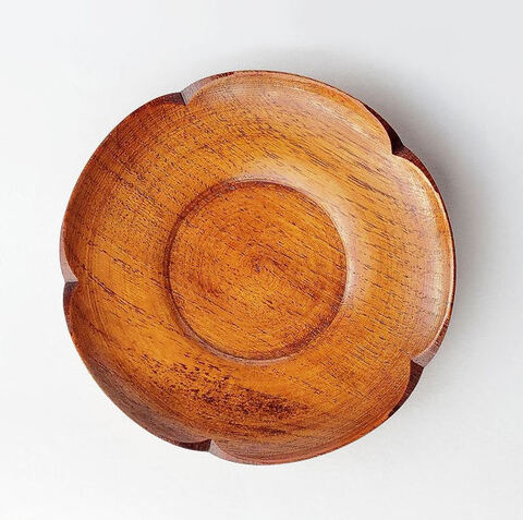 昭和レトロな天然木製の梅花形御茶托/１枚