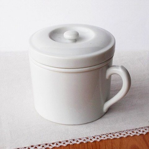 昭和初期の白い陶器製の痰壺/タンツボ/花器やコレクタブルアイテムとして