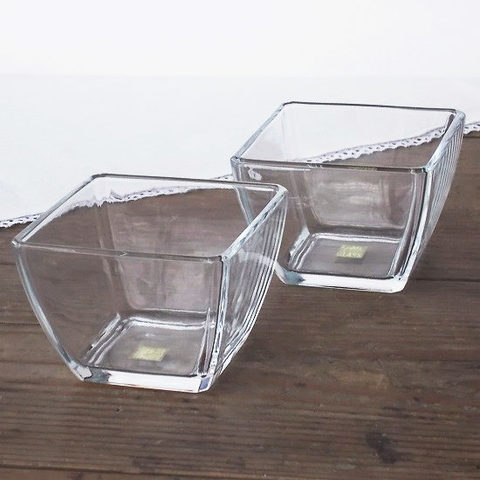 カメイガラス四角形スクエア型透明感が美しいガラス小鉢