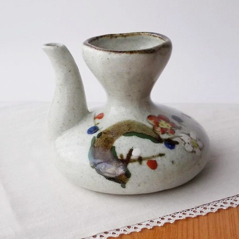 青赤梅花枝図柄の昭和レトロな直燗/じきかん徳利230cc