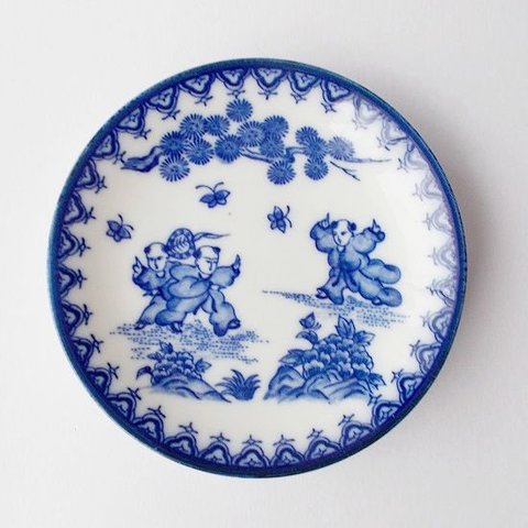 昭和レトロな食器★三人唐子の小皿12cm