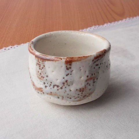 昭和レトロ食器/酒器/とても綺麗な紅志野二重丸紋大きめレトロぐい呑み