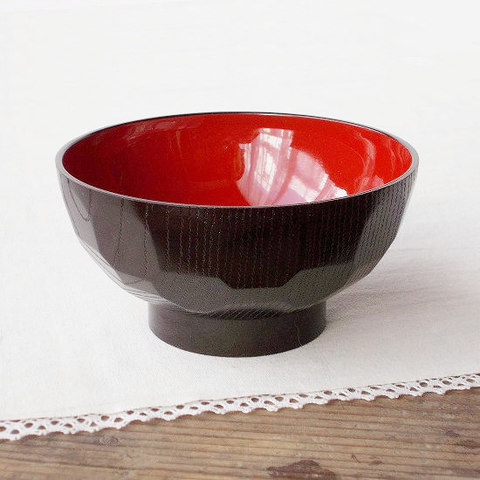 昭和レトロ漆器【木目亀甲】お汁椀