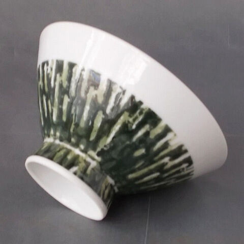 古い時代の有田焼掛け分けグリーン中平朝顔形お茶碗