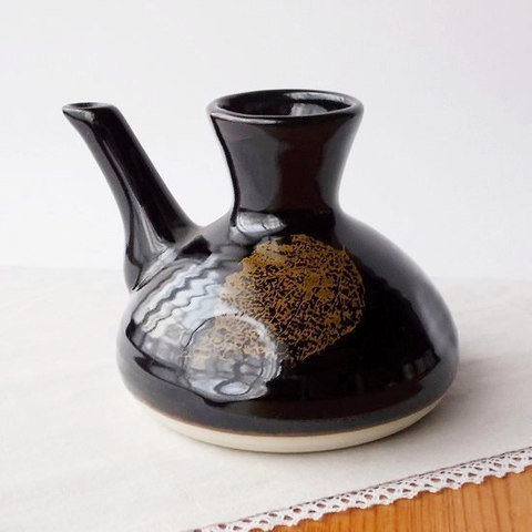 黒天目茶色葉っぱ柄昭和レトロじきかん/直燗350cc