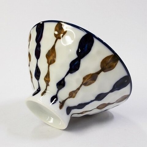 昭和の食堂みたいなルリ茶変わり十草柄お茶碗