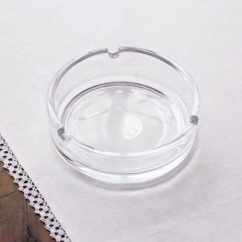昭和レトロなガラス製灰皿/東洋ガラス円形透明ガラス