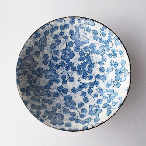 洋食にも和食にも♪【早春シリーズ】青つる草総柄の平鉢16.5cm