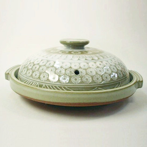 陶板焼きに♪GINPO銀峯製花三島柄陶板6号18.5cm