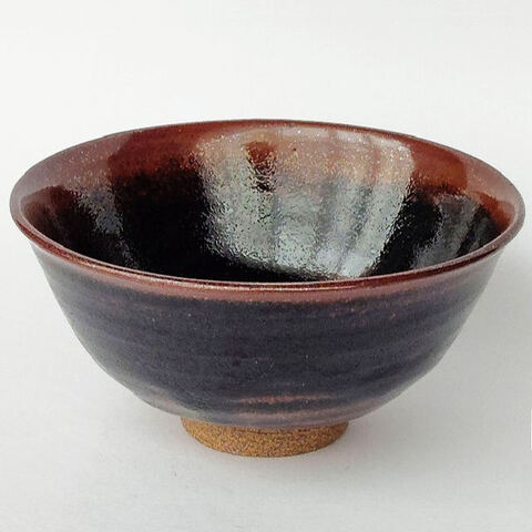 黒釉天目フチさび抹茶茶碗/昭和平成レトロ茶道具/お茶碗としても♪