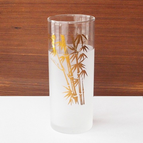 ゴールド竹林柄すりガラスゾンビ―グラス/ロングタンブラー