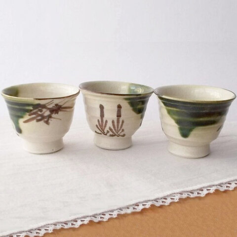 赤津焼/瀬戸焼/織部玉露茶器【湯のみ】単品販売