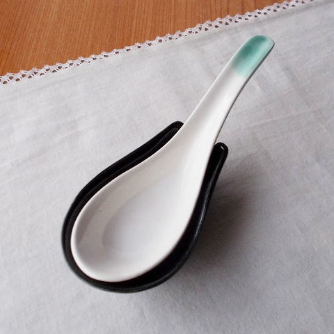 昭和レトロレンゲさじ/黒の台付/デザートなどにも♪