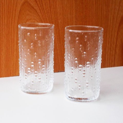 雨粒みたいな小さな丸いピコット粒スリガラスコップ/Toyoガラス