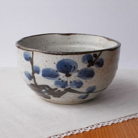 藍さび梅花枝図梅型深鉢/とても可愛い♪刺身や煮物盛り合わせに