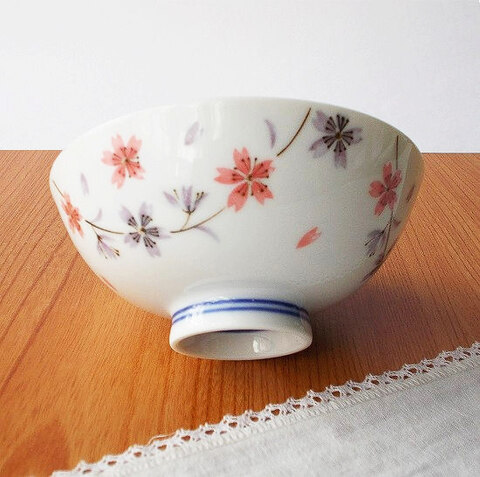 桜花図ピンクレトロお茶碗(中平)