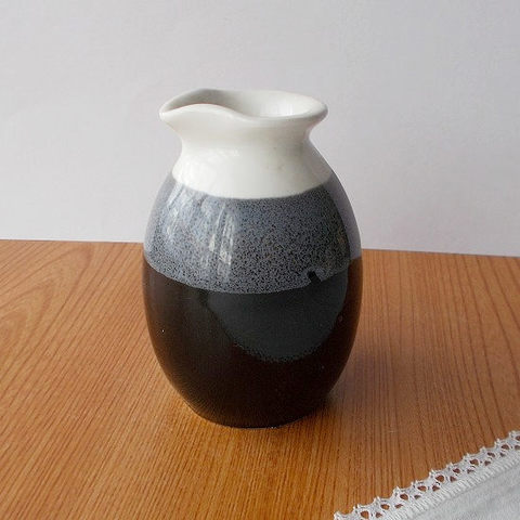 ★昭和30年代★黒灰掛け分け貫入汁次徳利/素山陶苑万古焼き