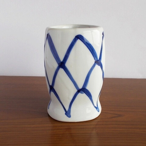 おウチ食堂★昭和レトロな箸立て/呉須白地ルリ網目柄