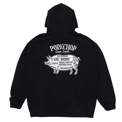 ◎ PORK BACK HOODIE/BLACK×WHITE
