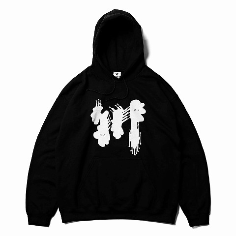川 big logo hoodie / 黒×白